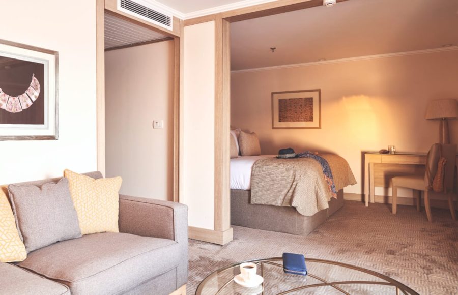 The lounge area of a suite on the Jaz Imperial.