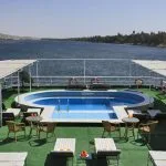 The swimming pool on the Jaz Imperial cruise ship.