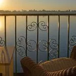 Ms La Traviata Nile Cruise balcony view at sunset overlooking the beautiful water