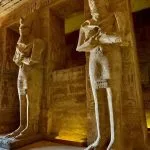 Interior statues of Pharaoh Ramesses II at Abu Simbel Temple.