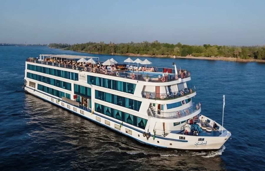 Wide side view of the MS Amwaj Living Stone Nile Cruise.
