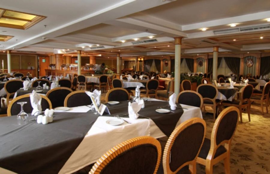 Restaurant dining area on the M/S Monaco Nile cruise ship.
