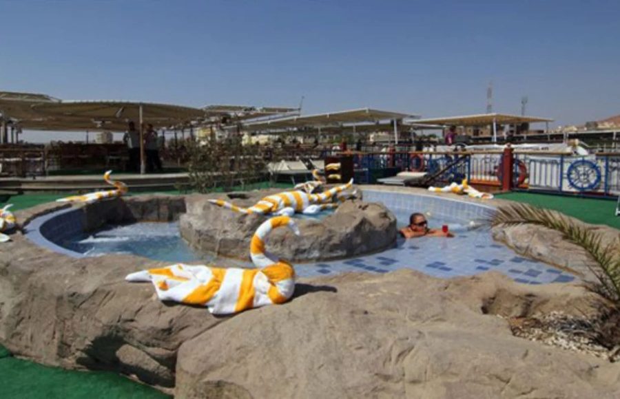 Jacuzzi area on the sun deck of the M/S Monaco Nile cruise ship.