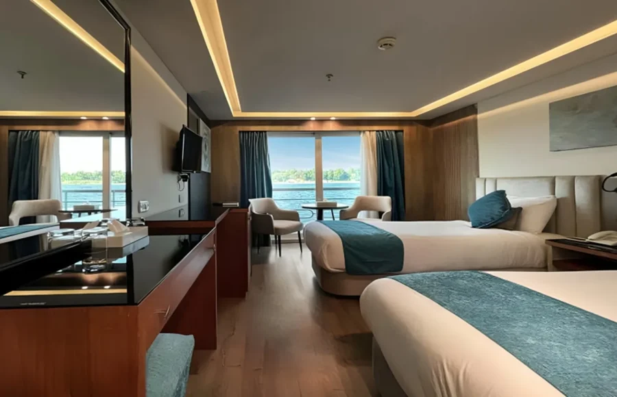 Modern, spacious suite on a cruise ship, part of the Egypt Tour With Nile Cruise and Red Sea.