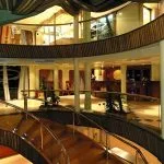 The multi-level atrium and spiral staircase of the MS Quest Nile Cruise.