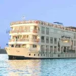 The MS Tower Prestige Nile Cruise ship sailing on the river.