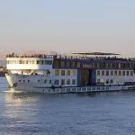Exterior view of the MS Monaco cruise ship sailing on the Nile.