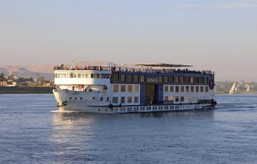 Exterior view of the MS Monaco cruise ship sailing on the Nile.
