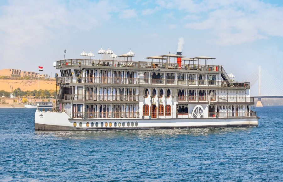 Luxurious Mövenpick SS Misr Steamer Nile Cruise Ship sailing on the river