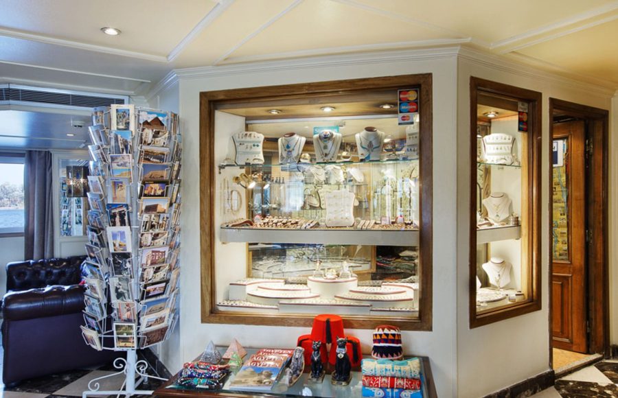 Browse for souvenirs and gifts at the onboard bazaar of the La Traviata Nile Cruise.