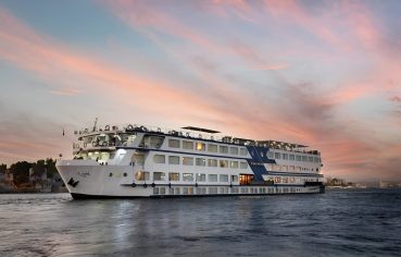 White Nile cruise ship at sunset.