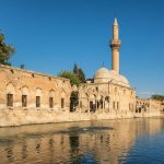 Rizvaniye-Camii-mosque-and-Balikligol-fish-lake-in-Sanliurfa-Turkey