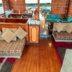 Sundeck lounge area on the Royal Cleopatra Dahabiya Nile Cruise boat.