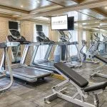 State of the art gymnasium with treadmills and weights available for guests on the Sphinx Nile Cruise
