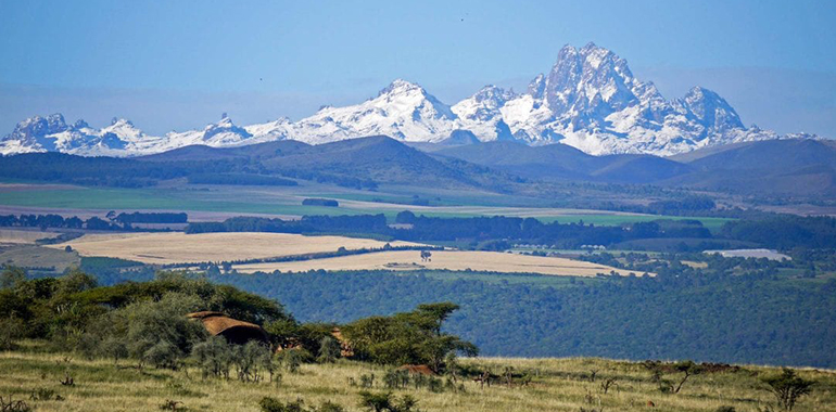 Snow Capped Peaks of Mount Kenya Landscape View