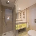The modern bathroom on the Steigenberger Regency.