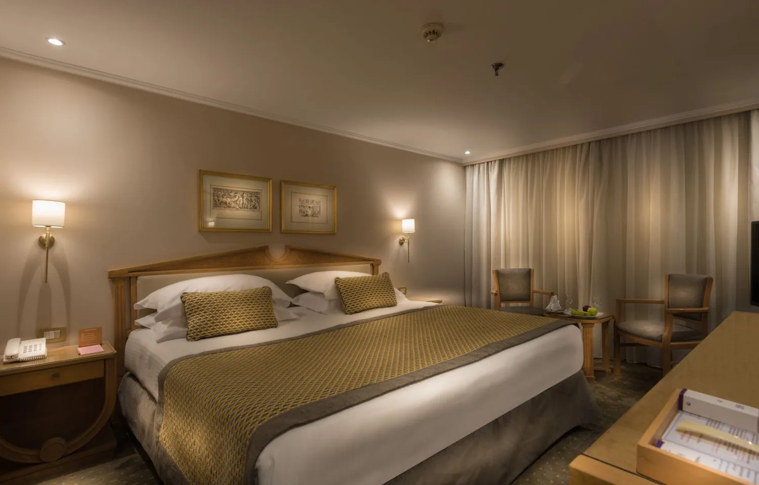 A king-sized bedroom on the Steigenberger Regency.