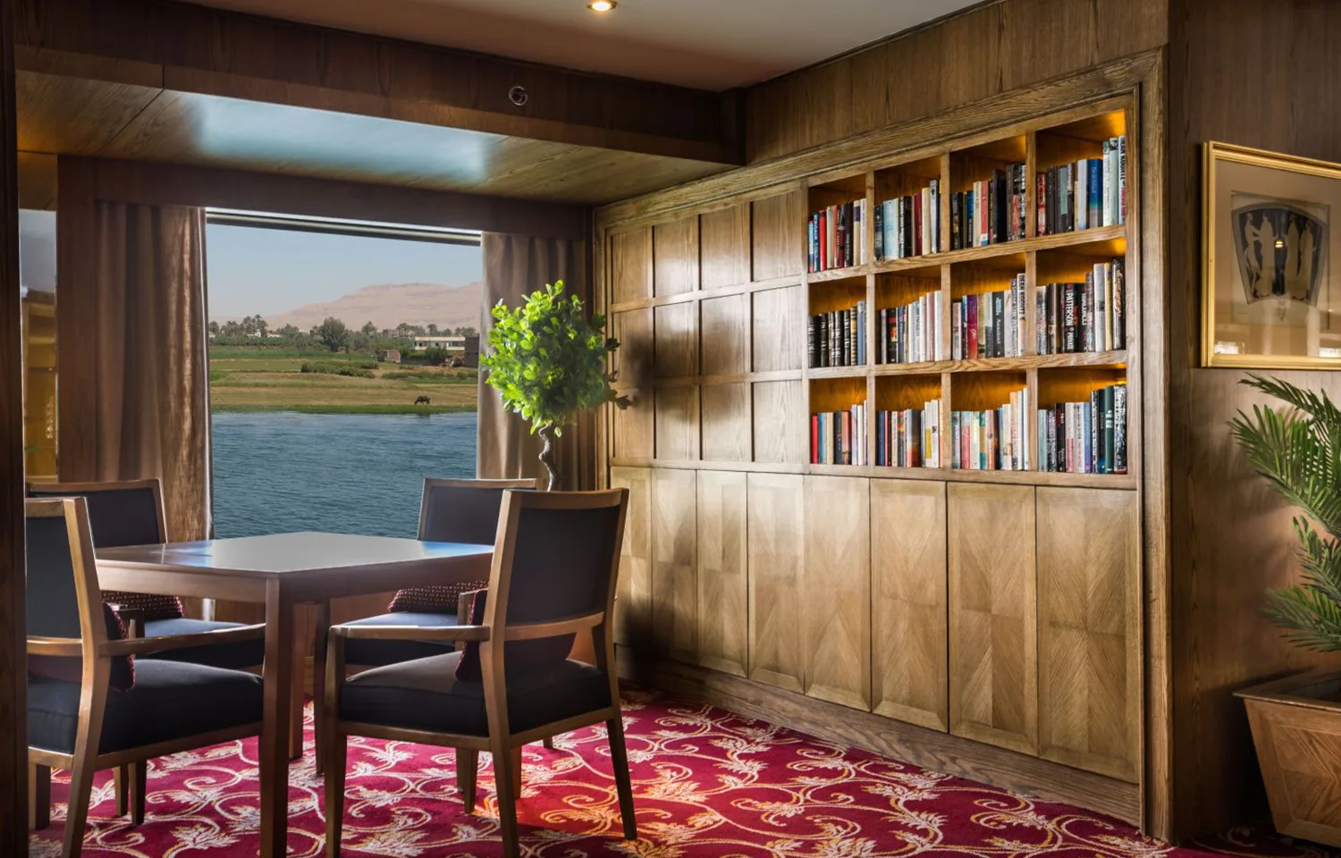 The library interior on the Steigenberger Regency Nile Cruise.
