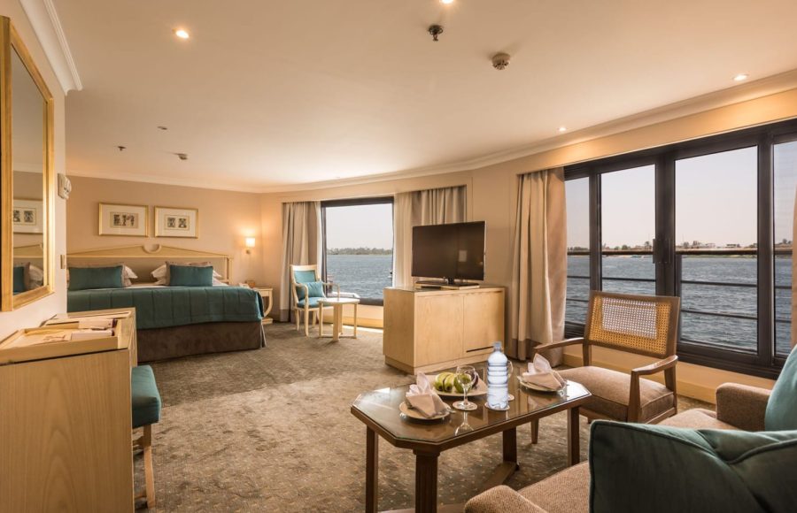 A spacious suite on the Steigenberger Regency Nile Cruise.