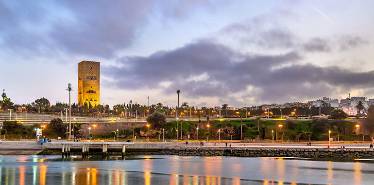 Sunset above Rabat and the Bou Regreg river Morocco