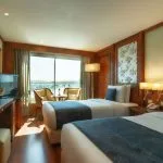 Twin bed cabin with river view window on MS Grand Rose Nile Cruise.