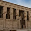 Facade of the Temple of Hathor at Dendera, Egypt.