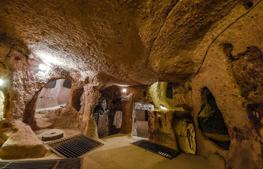 The-Derinkuyu-underground-city-is-an-ancient-multi-level-cave-city-in-Cappadocia-Turkey