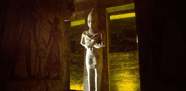 The Great Temple Of Ra Harakhte Abu Simbel Egypt Large Hall With One Of The Eight Columns With An Osiride Image Of Rameses Ii
