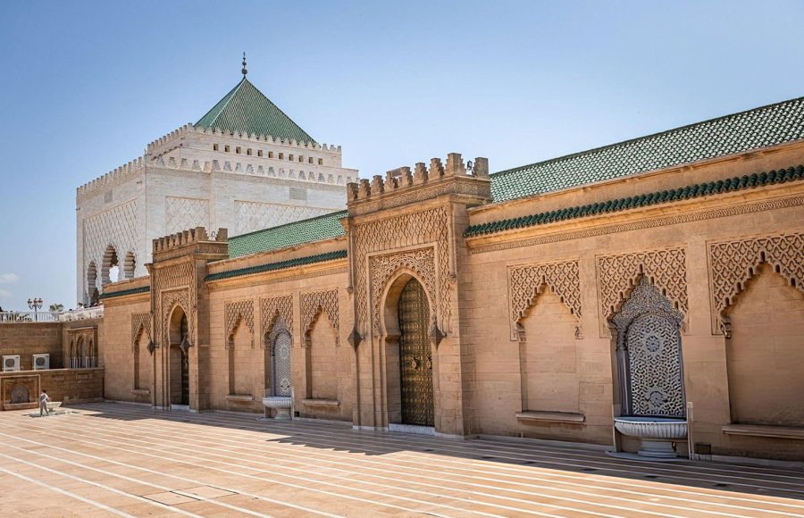 The-Mausoleum-of-Mohammed-V-is-a-mausoleum-located-across-from-the-Hassan-Tower-in-Rabat-Morocco