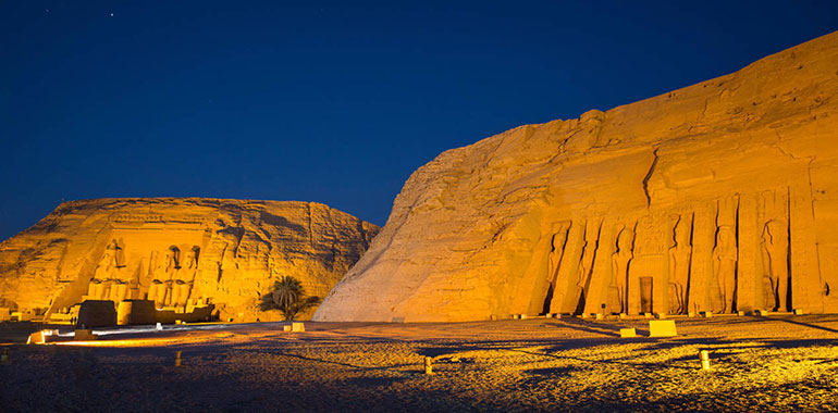 The Two Tempels Of Abu Simbel At Sunset