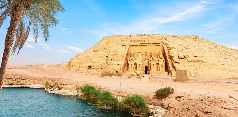 The Palm On The Bank Of The Nile River In Abu Simbel Temple Egypt