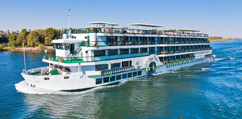 Tourist Cruise Boat Travelling Down The River Nile Towards Aswan From Luxor Egypt Middle East