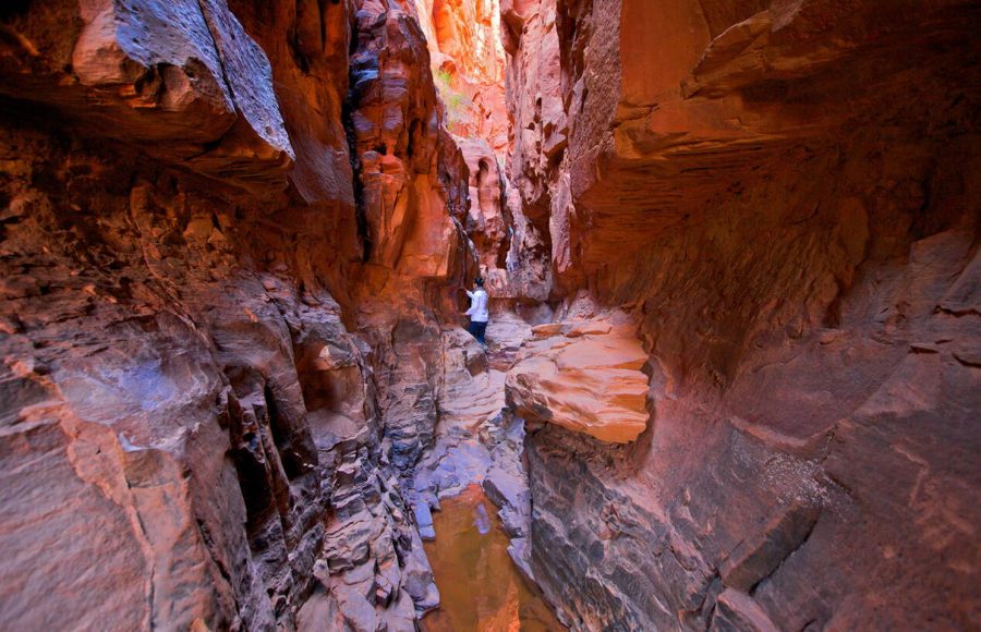 Tourist-in-Khazali-Canyon-Wadi-Rum-Jordan-Middle-East