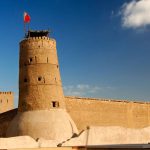 Tower-of-the-Al-Fahidi-Fort-of-the-Grand-Mosque-behind-Dubai-United-Arab-Emirats