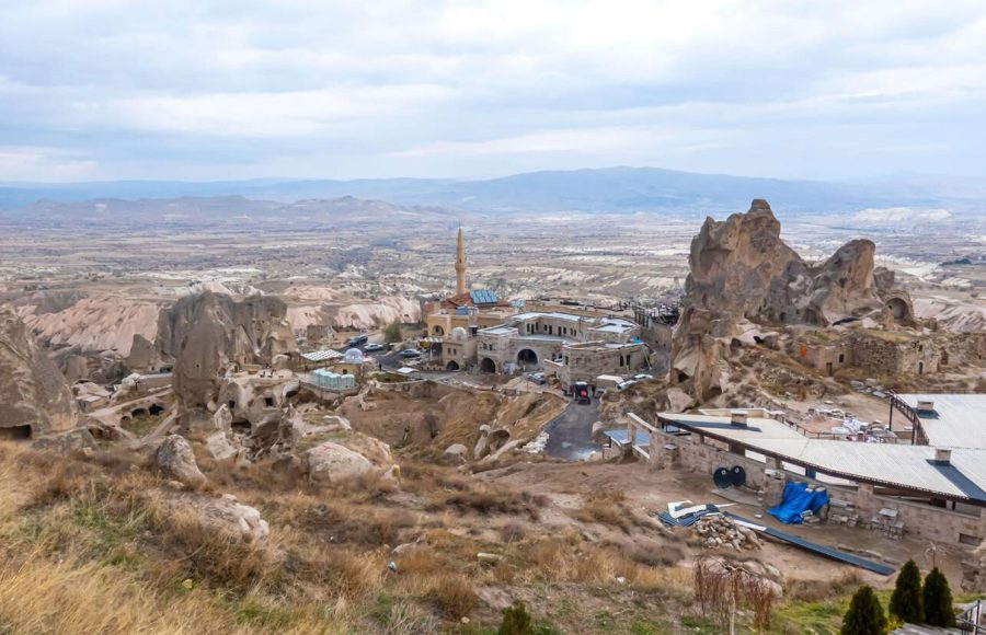 Uchisar-castle-and-surrounding-valley-Cappadocia-turkey