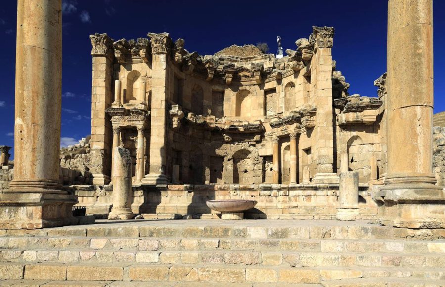 View-of-the-Nymphaeum-in-Jerash-city-Jordan-Middle-East