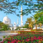 View-of-the-Sheikh-Zayed-Grand-Mosque-the-largest-mosque-in-the-UAE-from-a-garden-area-in-Abu-Dhabi