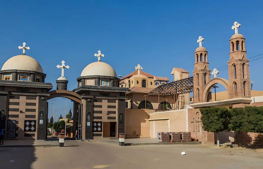 The impressive entrance gates of a monastery complex during a Wadi El Natrun monasteries tour