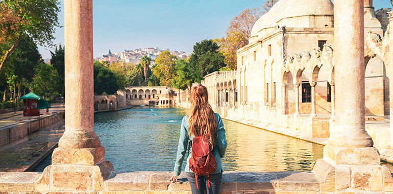female traveler at Sanliurfa in Turkey