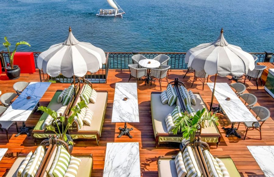 Relaxing upper sun deck of the Mövenpick SS Misr Steamer Nile Cruise.