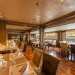 The restaurant on the MS Semiramis III with a view of the Nile.