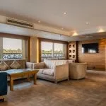 The main lobby of the MS Semiramis III with a Nile view.