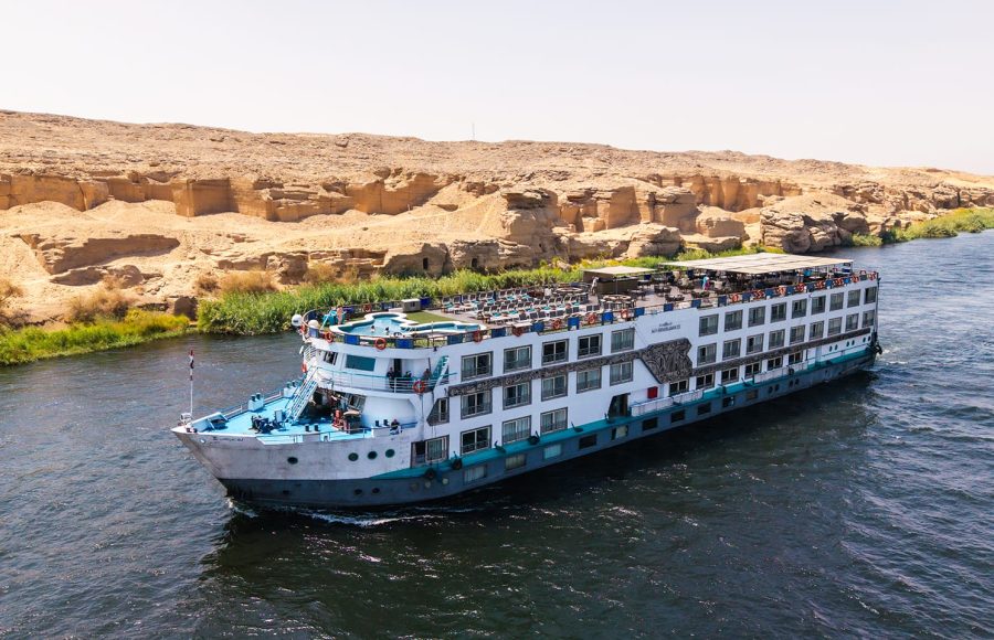 The exterior of the MS Semiramis III Nile Cruise ship.