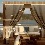 Outdoor shaded seating area on the sundeck of the Sunrise MS Terramar.