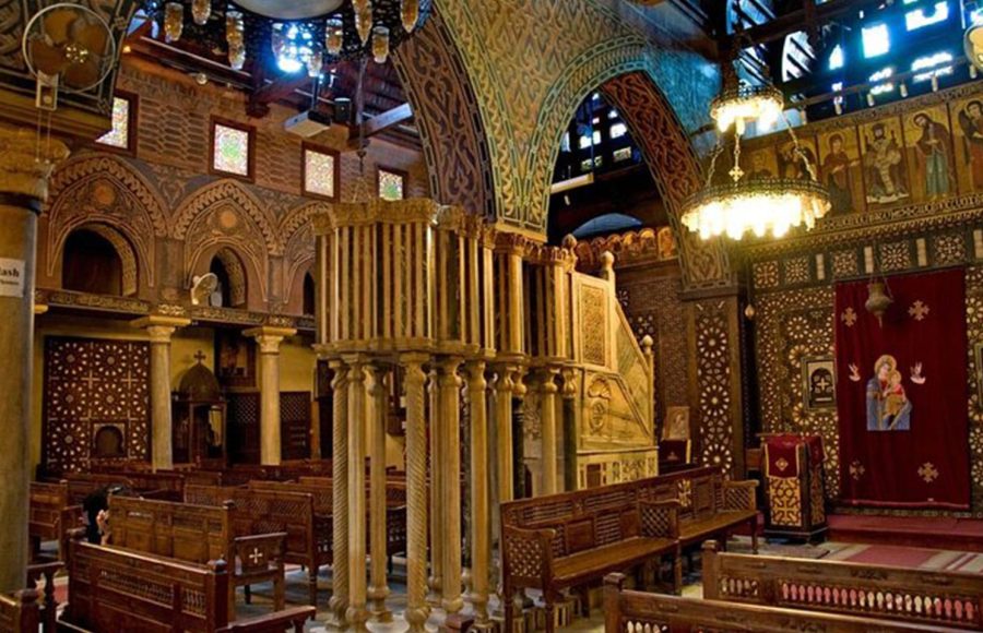 The stunning interior and pulpit of the Hanging Church on an Islamic and Coptic Cairo day trip