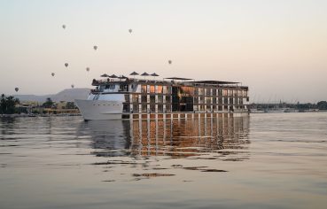 The impressive Soleil Cruise Ship sailing on the Nile River.