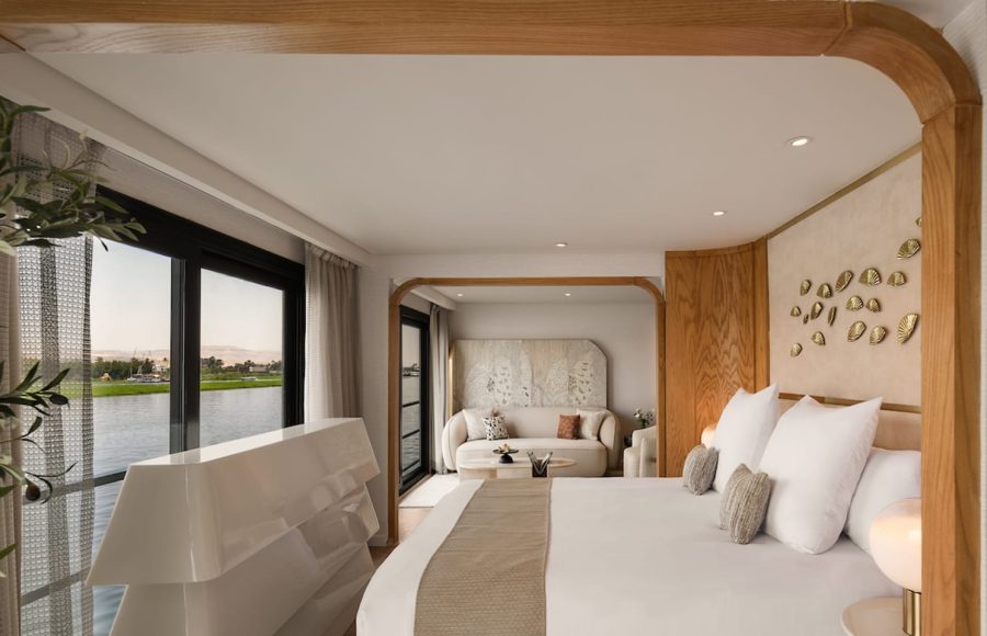 Luxurious Soleil Suite interior aboard the Soleil Nile Cruise