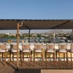 The open-air sun deck bar area on the MS Soleil Nile Cruise.