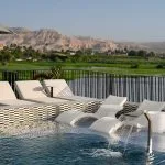 The sun deck swimming pool area on the MS Soleil Nile Cruise.