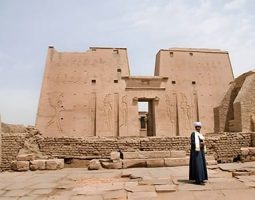 Local guides at Edfu Temple, part of Egypt tour packages from the Philippines.